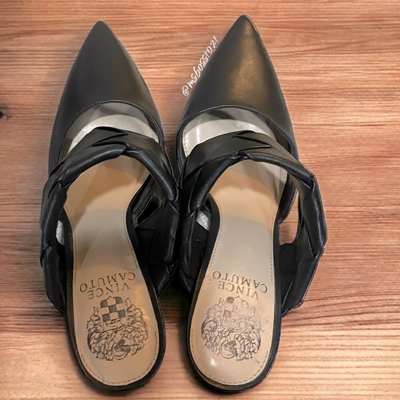 Vince Camuto Women’s Slide On Heel W/Woven Band Black Sz 7 - Picture 7 of 7